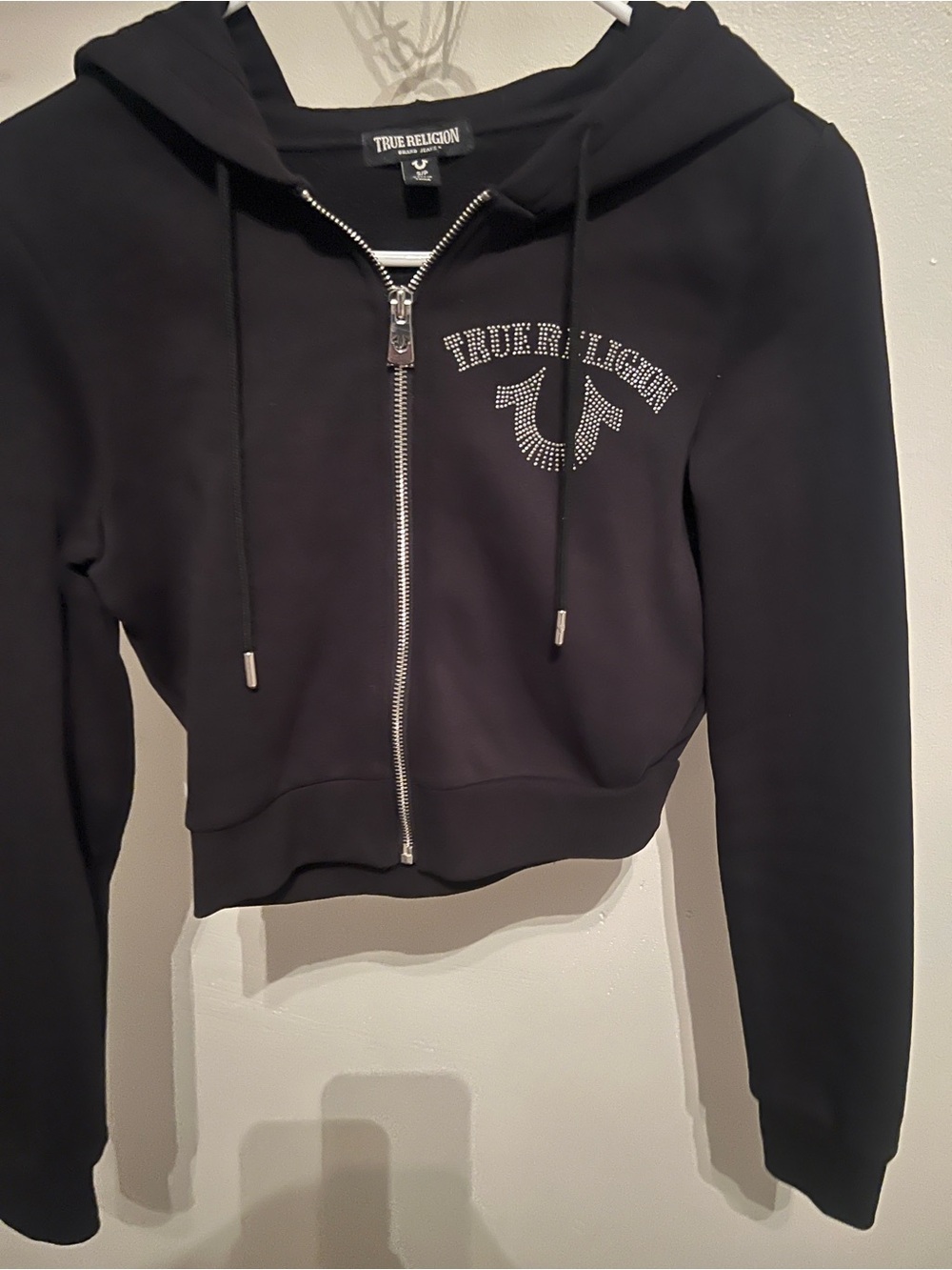 True Religion Black Rhinestone Logo Zip Hoodie & joggers - Picture 2 of 10